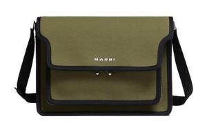 Футболка из ткани ствола Одноплечевая Сумка через плечо Средний размер Мужская Тёмно-оливковый и чёрный MARNI