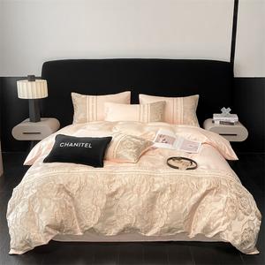 Комплект постельного белья Muji Light luxury 2.0, 4 предмета, 220х240/245х265 см, персиковый/розы