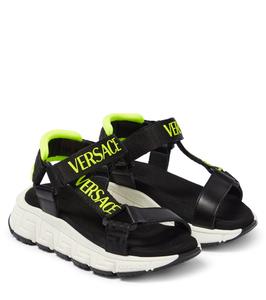 Сандалии с логотипом Trigreca Versace Kids, Nero+Giallofluo