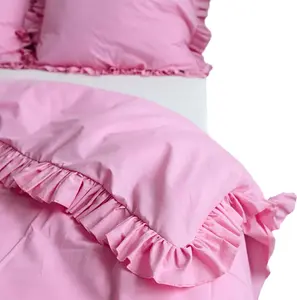 Постельное белье с оборками, пододеяльник для спальни 220х200 см, розовый EDANTI