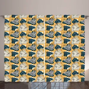 Штора ABAKUHAUS Floral Rustic, рисунок с цветочным силуэтом, универсальная ленточная штора для гостиной с петлями и крючками, 280 x 225 см, бледно-оранжевый и разноцветный Abakuhaus