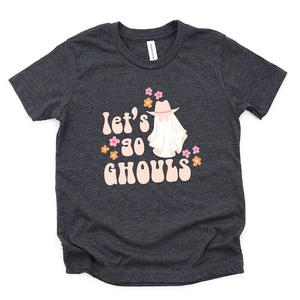 Футболка с короткими рукавами и рисунком Let's Go Ghouls Ghost для малышей The Juniper Shop, цвет Char Coal