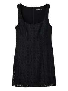 Платье мини с цветочным кружевом Desigual, черный