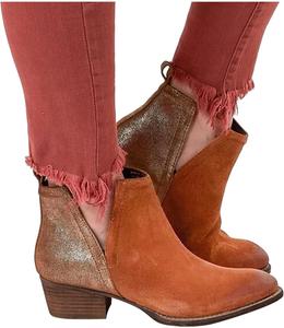 Женские ботильоны ZBYY, низкий каблук, повседневные массивные ботинки с вырезами, короткие теплые ботинки с закрытым носком, военные и ковбойские туфли, 10.5 Gold