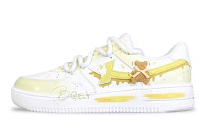 XTEP Кроссовки Air Force One с низким верхом, износостойкие, амортизирующие, унисекс, белые, желтые