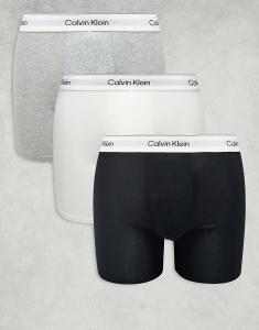 Комплект из 3 трусов-боксеров Calvin Klein Icon Cotton Stretch серого, белого и черного цветов