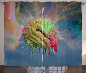 Психоделическая деревенская штора ABAKUHAUS, визуальная современная энергия, универсальные ленточные шторы для гостиной с петлями и крючками, 280 x 225 см, фисташковый цвет Abakuhaus