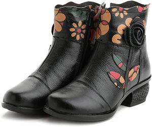 Зимние женские повседневные утепленные ботинки Duberess с низким каблуком, теплые ботильоны для женщин, Style 1 Black