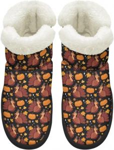 Женские удобные ортопедические зимние ботинки с поддержкой свода стопы, зимние снежные ботинки с мехом, на мягкой подошве EVA, пушистые ботинки Chririnla, Turkey Print