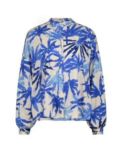 Блузка с синим узором и рукавами фонариками Fabienne Chapot, мультиколор