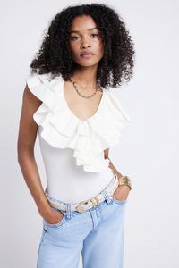 Боди с оборкой River Island, бежевый