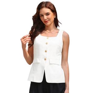 Женский жилет из льна с квадратным вырезом и карманами Inspire Chic