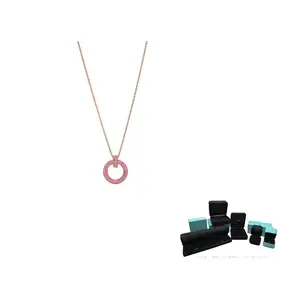 TIFFANY & CO. T Rose Gold Necklaces Unisex Pink