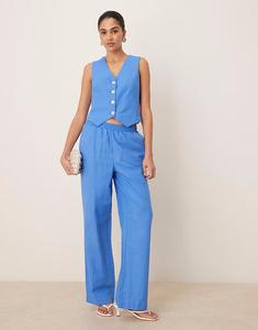 Комбинезон из льна YAS с широкими штанинами в цвете «Прованс-синее»