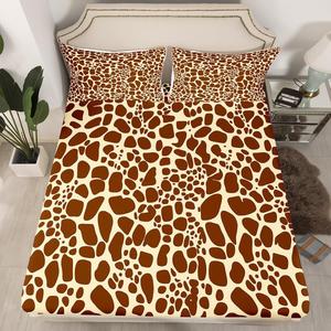 Erosebridal Геометрический комплект постельного белья Giraffe Print с диким животным принтом, мягкий и роскошный, коричневый, Color 12