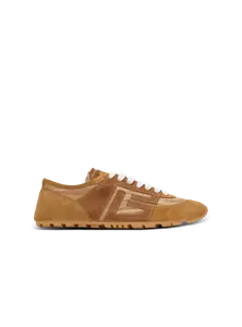 Кроссовки Racer 45 из замши и нейлона Balmain, коричневый/розовый