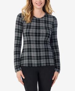 Флисовая футболка с длинными рукавами и круглым вырезом Cuddl Duds, Blk Pld