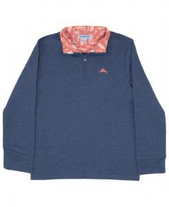 Вязаная рубашка с длинными рукавами и застежкой-молнией на четверть длины для мальчиков Tommy Bahama, Dark denim