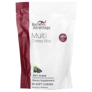 Multi Chewy Bite, Черный виноград, 60 мягких жевательных конфет Bariatric Advantage