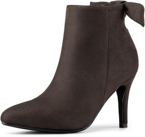 Женские ботильоны Allegra K с заостренным носком и каблуком-стилет с отделкой на щиколотке, Coffee