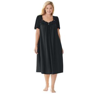 Только необходимое женское короткое шелковистое платье больших размеров с кружевной отделкой Only Necessities, черный