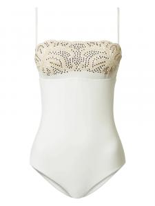 Вышитый купальник, украшенный стразами TWINSET, белый