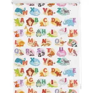 Светопрозрачная оригинальная рулонная штора LICHTBLICK Klemmfix Digital ABC-Tafel, затемняющая, энергосберегающая, без сверления, свободно подвешенная, с печатью Lichtblick Original, мультиколор/белый