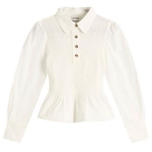 Рубашка в сборку цвета ореха Damson Madder, белый