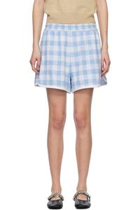 Гингемовые махровые шорты Anna Sui, синий