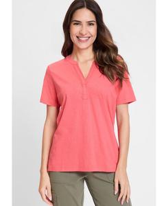 Женская футболка с вышивкой и V-образным вырезом с разрезом Olsen, Misty rose