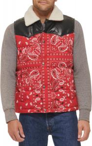Жилет Levi's Men's Out West Mixed Media Puffer Vest, Red Bandana Print