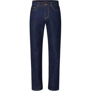 Луи Виттон Lv Lv Blason Вышитые джинсовые брюки, темно-синий