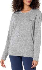 BOSS Женская футболка с длинным рукавом Mix&Match из хлопка для отдыха, Pixel Light Grey