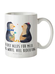 Детская кружка с парой пингвинов и надписью на белом фоне Mr. & Mrs. Panda