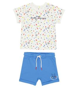 Комплект из хлопковой футболки и шорт с принтом для малышей Marc Jacobs Kids, White Blue