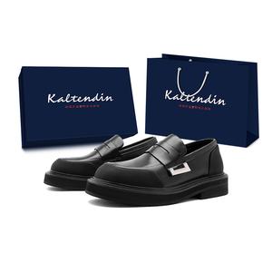 Kaltendin Преппи-стиль пара универсальные комфортные повседневные металлические аксессуары лоферы 4см унисекс черный - черный[Коробка], цвет Black[Box]