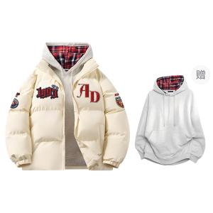 Пуховик Unisex с воротником стойкой утепленный AULDEY, бежевый оранжевый[comes with красный hat sweatshirt]