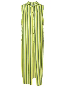 Длинное платье-рубашка с принтом в полоску Amir Slama, зеленый