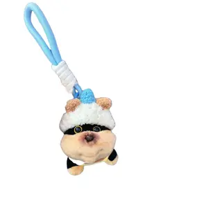 Очаровательная плюшевая кукла с зажимом для телефона в виде кролика, пчелы, собаки или лягушки с ободком-цветком, высота 15см Dolls and bears dance, Bee Dog - Cotton Hat Pendants