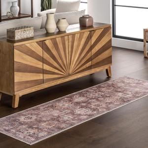 Ковер nuLOOM, 77 x 244 см, с машинной стиркой, водонепроницаемой поверхностью, защитой от протеканий, противоскользящей основой и устойчивостью к пятнам для гостиной, спальни, кухни, столовой, Philomena Brown