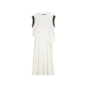 ELLE Женское платье без рукавов миди цвета apricot с круглым вырезом