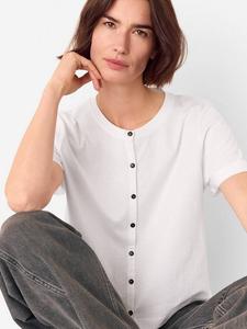 Футболка с круглым вырезом и пуговицами из хлопка Whistles, White
