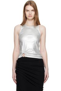 Фирменная майка с пирсингом Rabanne, серебро
