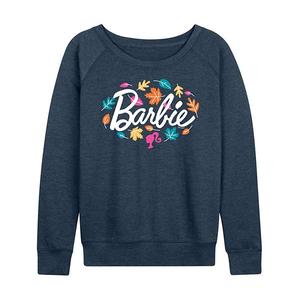 Футболка с длинным рукавом French Terry с листовым логотипом Plus Size Barbie, Heather Indigo