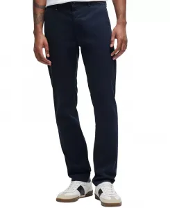 Мужские облегающие брюки-чиносы из хлопкового атласа стретч-хлопка Hugo Boss, синий