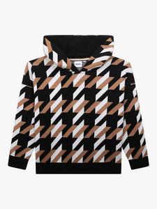 Детский худи с капюшоном и жаккардовым монограммным принтом BOSS, Chocolate Brown