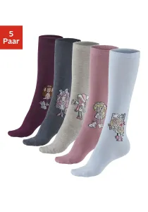 Гольфы H.I.S (упаковка, 5 пар), с вязаным мотивом, серый