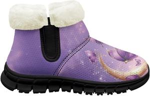 Детские ботинки на щиколотку для девочек, противоскользящие зимние ботинки для бега, с утепленной подкладкой, на мягкой подошве Pointodoor, Moon Butterfly