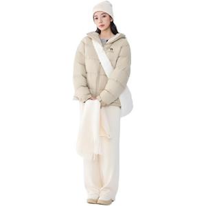 Пуховик Unisex с капюшоном утепленный CAMEL, milk tea коричневый