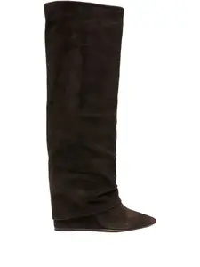 90-миллиметровые замшевые ботинки на танкетке с широким голенищем The Seller, коричневый